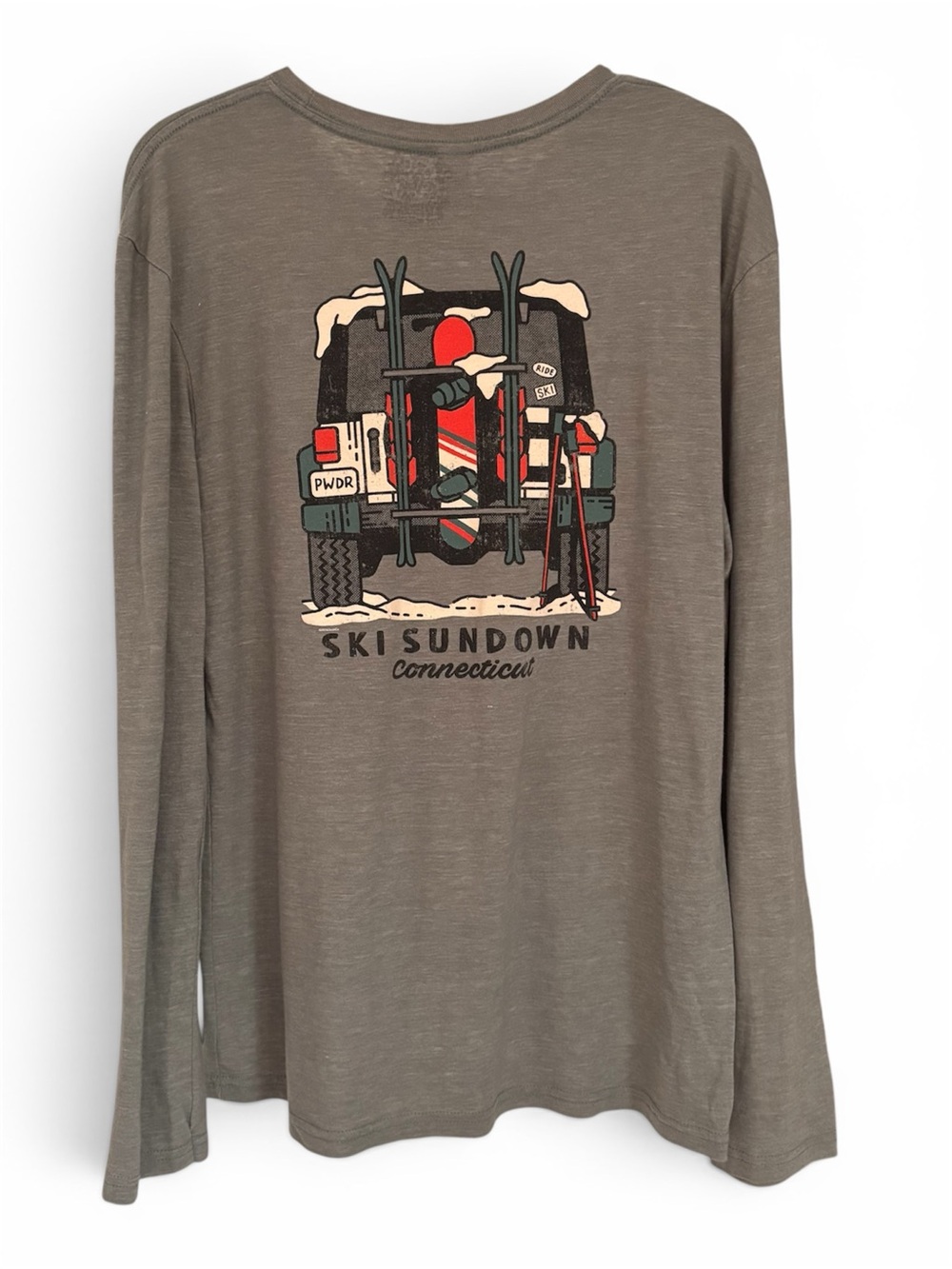 Ski Sundown Connecticut Graphic Long Sleeve Tee - Olive